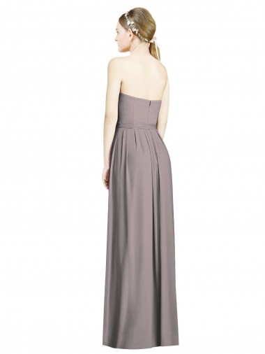 Rose poudré Trapèze Mousseline Longue Robes demoiselle d'honneur