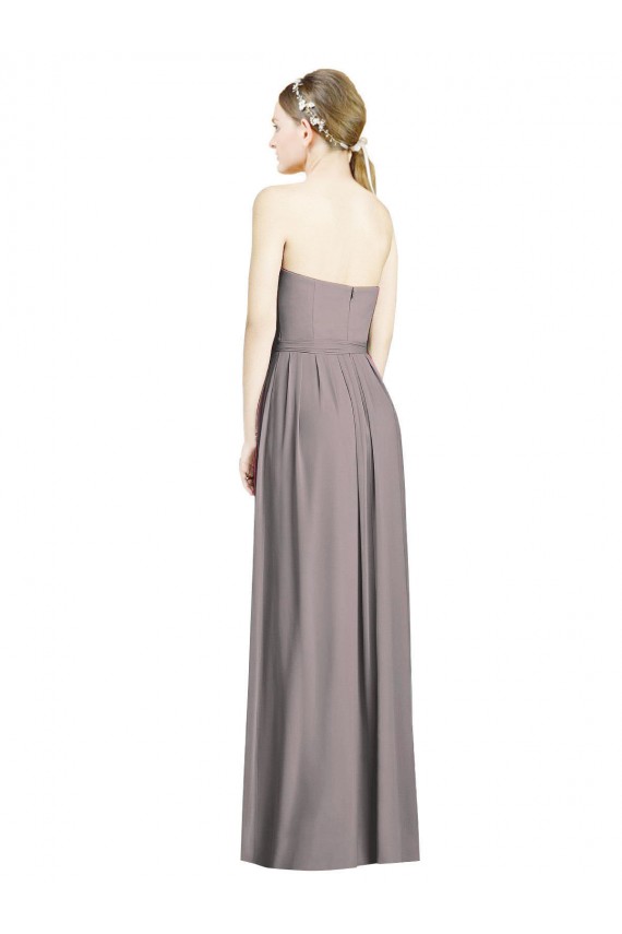 Rose poudré Trapèze Mousseline Longue Robes demoiselle d'honneur Pas Cher