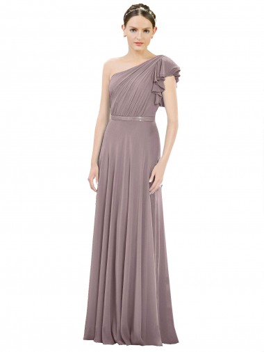 Rose poudré Trapèze Mousseline Longue Robes demoiselle d'honneur Pas Cher