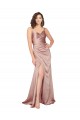 Rose poussiéreux Fourreau Col V Satiné Soyeux Longue Formelles Robes demoiselle d'honneur / Robes de soirée / Robes de bal Pas Cher