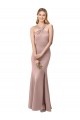 Rose poussiéreux Fourreau Licou Col Haut Crêpe Stretch Longue Robes demoiselle d'honneur / Robes de bal Pas Cher