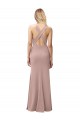 Rose poussiéreux Fourreau Licou Col Haut Crêpe Stretch Longue Robes demoiselle d'honneur / Robes de bal Pas Cher