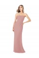 Rose poussiéreux Fourreau Sans bretelle Mousseline Longue Robes demoiselle d'honneur Pas Cher