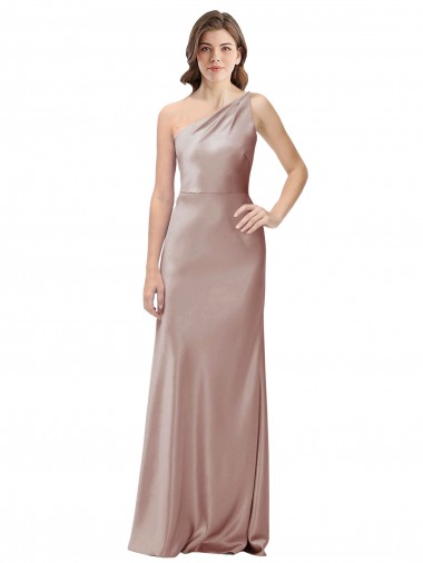 Rose poussiéreux Fourreau Satiné Stretch Longue Formelles Robes demoiselle d'honneur / Robes de soirée / Robes de bal Pas Cher