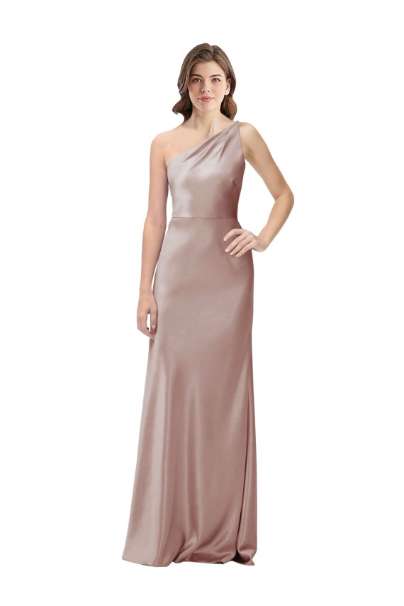 Rose poussiéreux Fourreau Satiné Stretch Longue Formelles Robes demoiselle d'honneur / Robes de soirée / Robes de bal Pas Cher