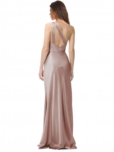 Rose poussiéreux Fourreau Satiné Stretch Longue Formelles Robes demoiselle d'honneur / Robes de soirée / Robes de bal