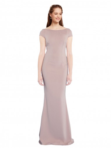 Rose poussiéreux Sirène Col Bateau Crêpe Stretch Longue Formelles Robes demoiselle d'honneur / Robes de soirée / Robes de bal Pas Cher