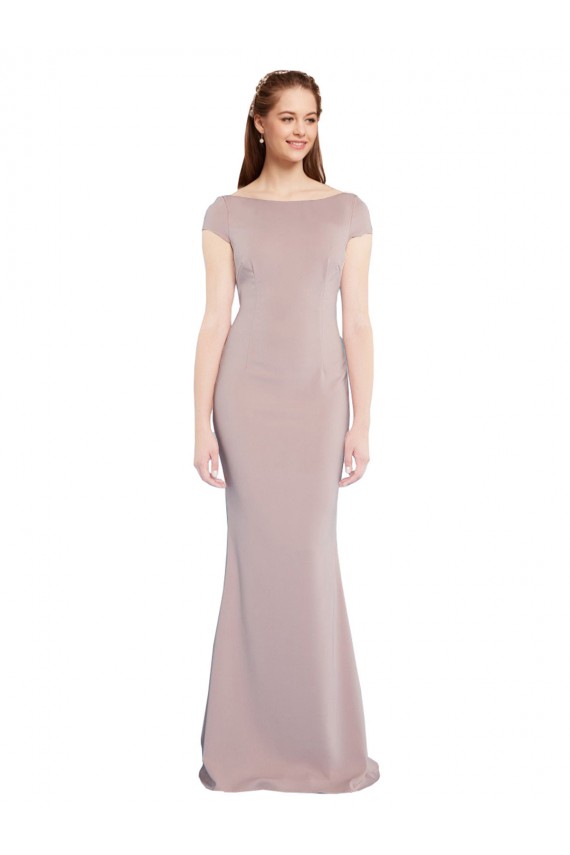 Rose poussiéreux Sirène Col Bateau Crêpe Stretch Longue Formelles Robes demoiselle d'honneur / Robes de soirée / Robes de bal Pas Cher