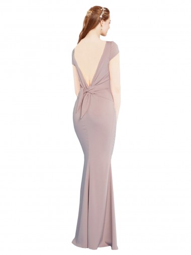 Rose poussiéreux Sirène Col Bateau Crêpe Stretch Longue Formelles Robes demoiselle d'honneur / Robes de soirée / Robes de bal