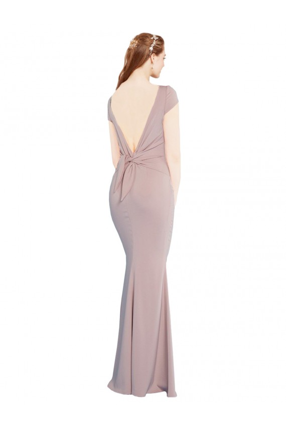 Rose poussiéreux Sirène Col Bateau Crêpe Stretch Longue Formelles Robes demoiselle d'honneur / Robes de soirée / Robes de bal Pas Cher