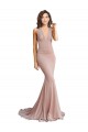 Rose poussiéreux Sirène Col V Spandex Longue Formelles Robes demoiselle d'honneur / Robes de soirée / Robes de bal Pas Cher