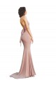 Rose poussiéreux Sirène Col V Spandex Longue Formelles Robes demoiselle d'honneur / Robes de soirée / Robes de bal Pas Cher