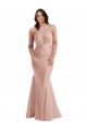 Rose poussiéreux Sirène Licou Satiné Soyeux Longue Formelles Robes demoiselle d'honneur / Robes de soirée / Robes de bal Pas Cher