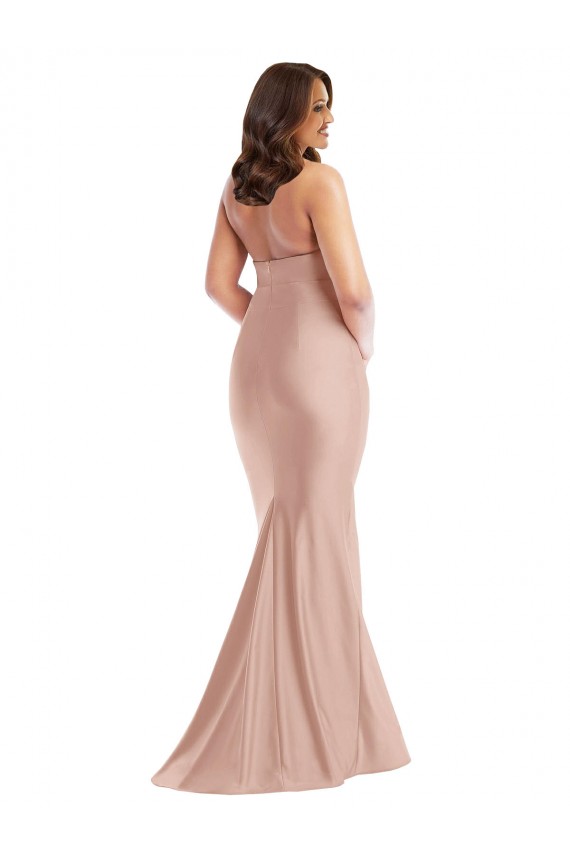 Rose poussiéreux Sirène Licou Satiné Soyeux Longue Formelles Robes demoiselle d'honneur / Robes de soirée / Robes de bal Pas Cher