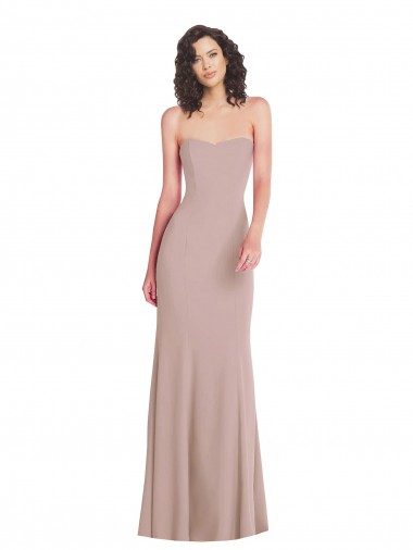 Rose poussiéreux Sirène Sans bretelle Crêpe Stretch Longue Formelles Robes demoiselle d'honneur / Robes de soirée / Robes de bal Pas Cher