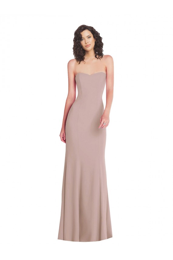 Rose poussiéreux Sirène Sans bretelle Crêpe Stretch Longue Formelles Robes demoiselle d'honneur / Robes de soirée / Robes de bal Pas Cher