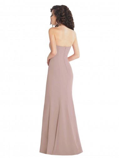 Rose poussiéreux Sirène Sans bretelle Crêpe Stretch Longue Formelles Robes demoiselle d'honneur / Robes de soirée / Robes de bal