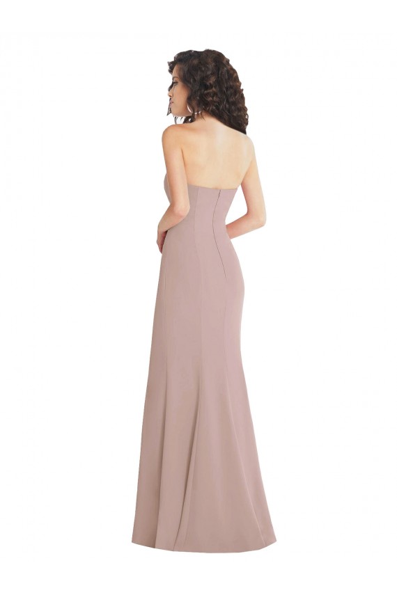 Rose poussiéreux Sirène Sans bretelle Crêpe Stretch Longue Formelles Robes demoiselle d'honneur / Robes de soirée / Robes de bal Pas Cher