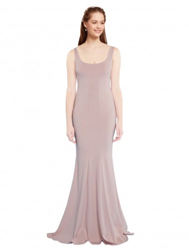 Rose poussiéreux Sirène Scoop Crêpe Stretch Longue Formelles Robes demoiselle d'honneur / Robes de soirée / Robes de bal Pas Cher