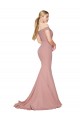 Rose poussiéreux Sirène Épaule Dénudée Balayage train Crêpe Stretch Longue Formelles Robes demoiselle d'honneur / Robes de soirée / Robes de bal Pas Cher