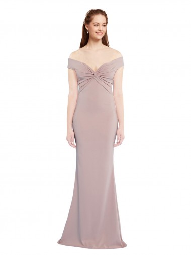 Rose poussiéreux Sirène Épaule Dénudée Col V Crêpe Stretch Longue Formelles Robes demoiselle d'honneur / Robes de soirée / Robes de bal Pas Cher