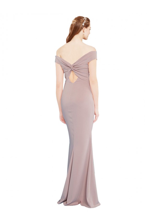Rose poussiéreux Sirène Épaule Dénudée Col V Crêpe Stretch Longue Formelles Robes demoiselle d'honneur / Robes de soirée / Robes de bal Pas Cher