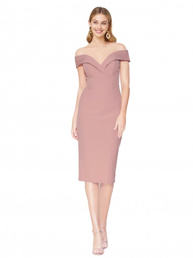 Rose poussiéreux Sirène Épaule Dénudée Crêpe Stretch Courte Robes demoiselle d'honneur / Robes de soirée / Robes de cocktail Pas Cher