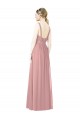 Rose poussiéreux Trapèze Col Haut Mousseline Longue Robes demoiselle d'honneur Pas Cher