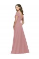 Rose poussiéreux Trapèze Col V Mousseline Longue Robes demoiselle d'honneur Pas Cher