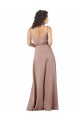 Rose poussiéreux Trapèze Col V Satiné Soyeux Longue Formelles Robes demoiselle d'honneur / Robes de soirée Pas Cher