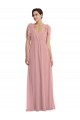 Rose poussiéreux Trapèze Licou Mousseline Longue Robes demoiselle d'honneur Pas Cher