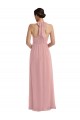 Rose poussiéreux Trapèze Licou Mousseline Longue Robes demoiselle d'honneur Pas Cher