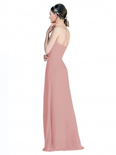 Rose poussiéreux Trapèze Mousseline Longue Robes demoiselle d'honneur