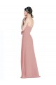 Rose poussiéreux Trapèze Mousseline Longue Robes demoiselle d'honneur Pas Cher