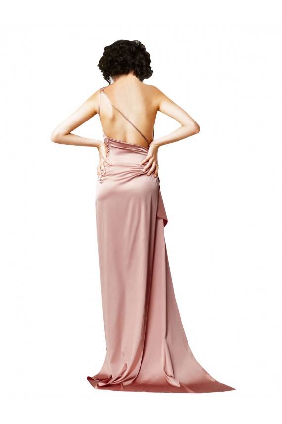Rose poussiéreux Trapèze Satiné Soyeux Longue Formelles Robes demoiselle d'honneur / Robes de soirée / Robes de bal Pas Cher