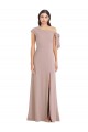 Rose poussiéreux Trapèze Épaule Dénudée Crêpe Stretch Longue Formelles Robes demoiselle d'honneur / Robes de soirée / Robes de bal Pas Cher