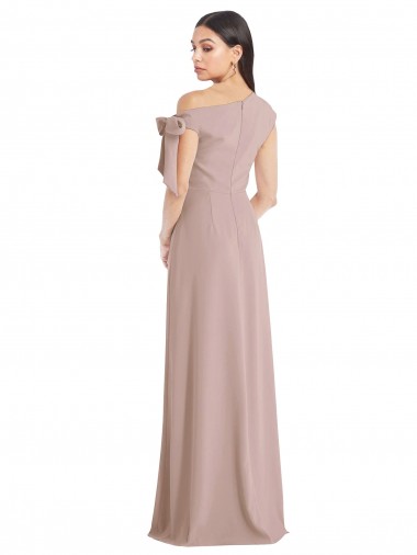 Rose poussiéreux Trapèze Épaule Dénudée Crêpe Stretch Longue Formelles Robes demoiselle d'honneur / Robes de soirée / Robes de bal