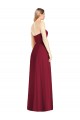 Rose vif Trompette Col V Sans bretelle Mousseline Longue Robes demoiselle d'honneur Pas Cher
