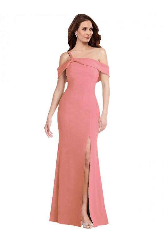 Rose vif Trompette Crêpe Stretch Longue Robes demoiselle d'honneur / Robes de bal Pas Cher