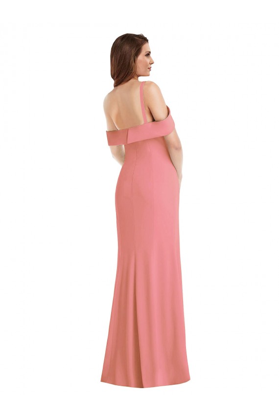 Rose vif Trompette Crêpe Stretch Longue Robes demoiselle d'honneur / Robes de bal Pas Cher