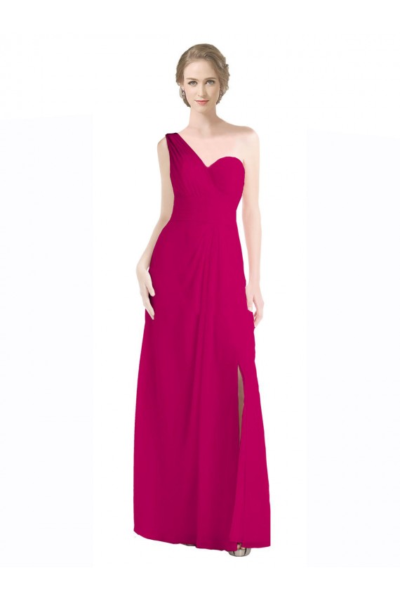Rouge 16 Trapèze Mousseline Longue Robes demoiselle d'honneur Pas Cher