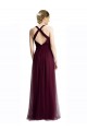 Rouge 74 Trapèze Licou Col V Tulle Longue Robes demoiselle d'honneur Pas Cher