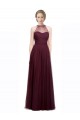 Rouge 74 Trapèze Licou Illusion Tulle Longue Robes demoiselle d'honneur Pas Cher