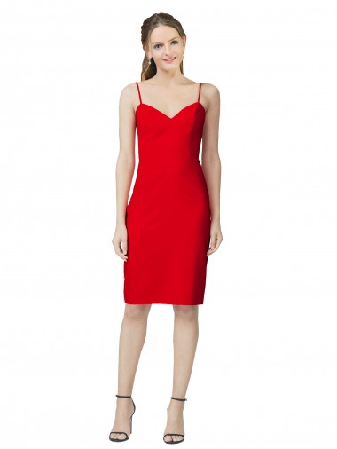 Rouge Fourreau Crêpe Stretch Courte Robes demoiselle d'honneur / Robes de soirée / Robes de cocktail Pas Cher