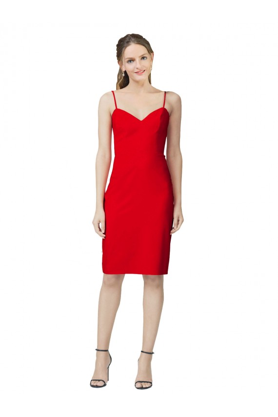 Rouge Fourreau Crêpe Stretch Courte Robes demoiselle d'honneur / Robes de soirée / Robes de cocktail Pas Cher