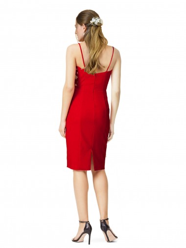 Rouge Fourreau Crêpe Stretch Courte Robes demoiselle d'honneur / Robes de soirée / Robes de cocktail