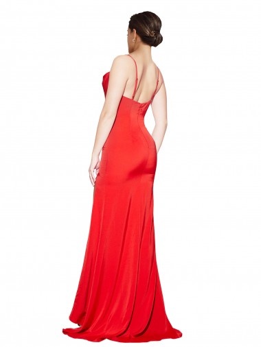 Rouge Fourreau Sans bretelle Satiné Stretch Longue Formelles Robes demoiselle d'honneur / Robes de soirée / Robes de bal
