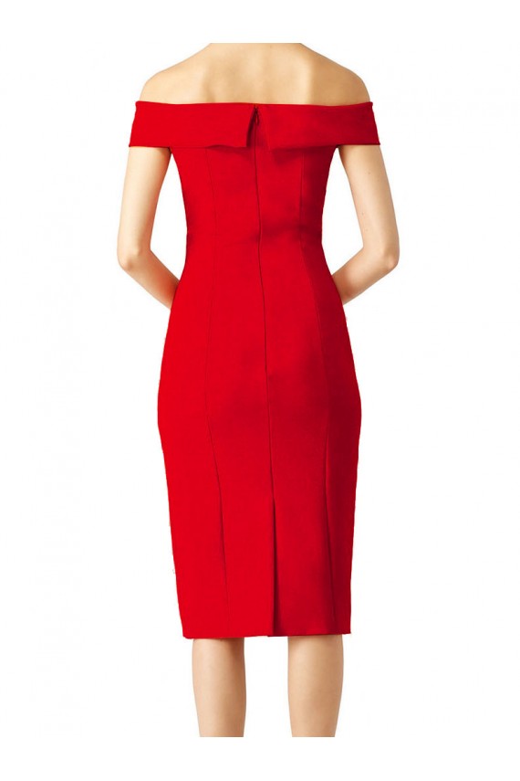 Rouge Fourreau Épaule Dénudée Crêpe Stretch Courte Robes demoiselle d'honneur / Robes de soirée / Robes de cocktail Pas Cher