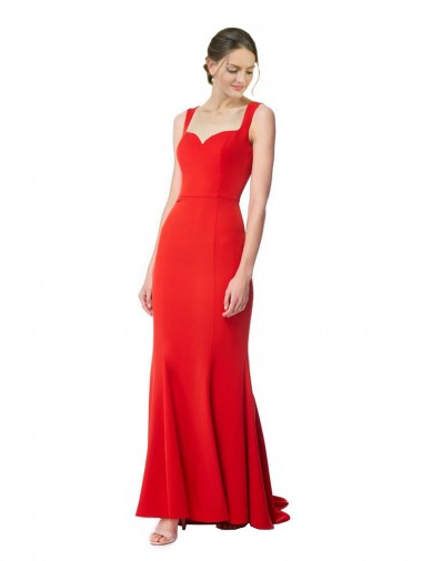 Rouge Sirène Col Haut Crêpe Stretch Longue Formelles Robes demoiselle d'honneur / Robes de soirée / Robes de bal Pas Cher