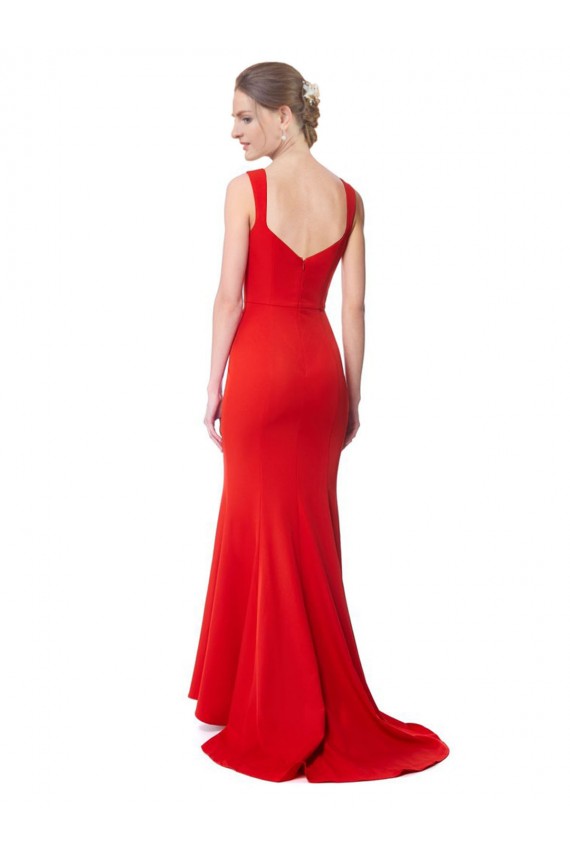 Rouge Sirène Col Haut Crêpe Stretch Longue Formelles Robes demoiselle d'honneur / Robes de soirée / Robes de bal Pas Cher